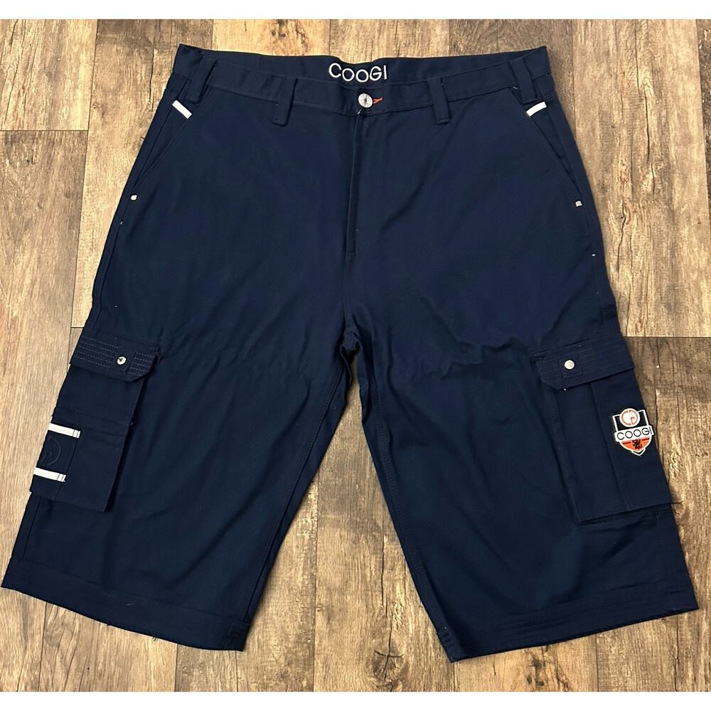COOGI Australia VTG Y2K Hip Hop Streetwear Baggy Navy Blue Cargo Shorts 46 X 18
